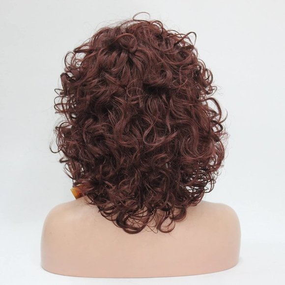 Short Curly Layered  Dark Auburn Wigs - Picture 3 of 5